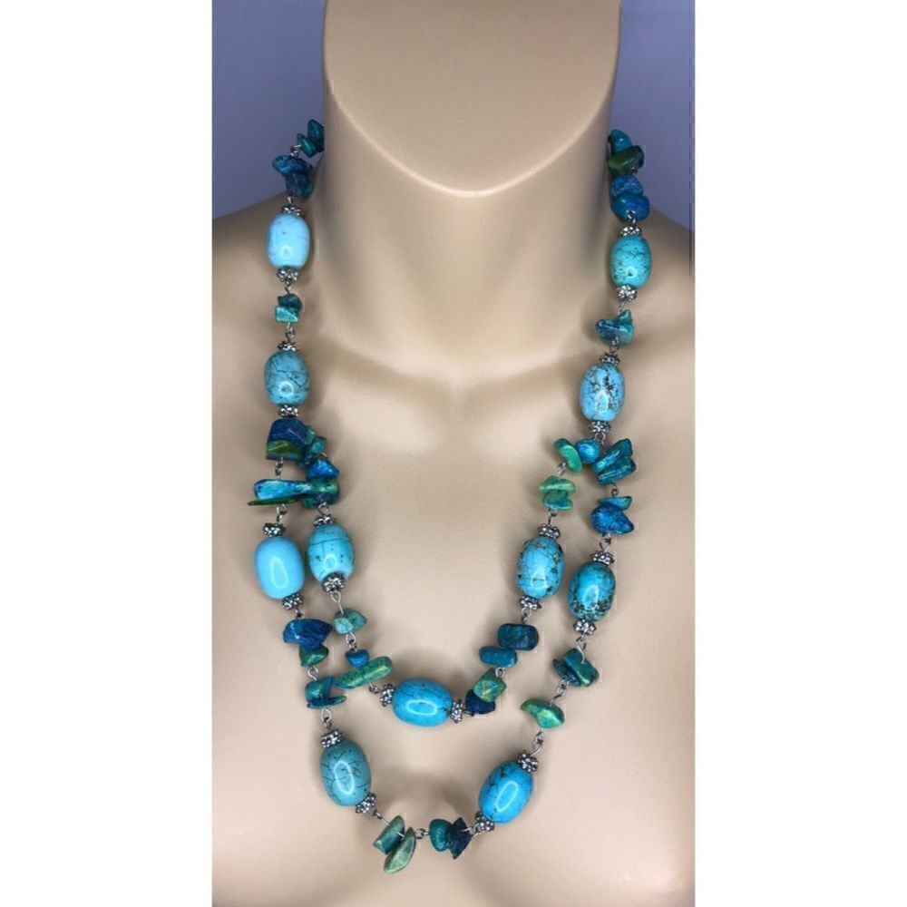 Turquoise Look Double Strand Necklace